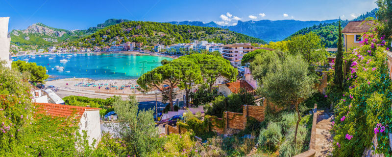 马略卡,索乐,特拉华,帕尔马,船,puerto de soller,游艇,海港,著名景点,水湾