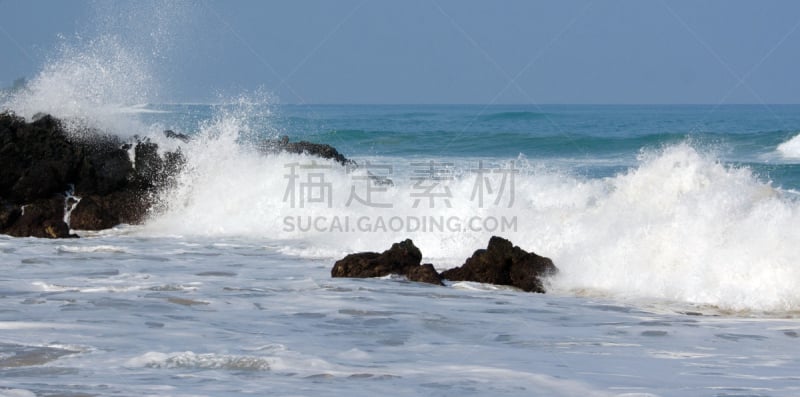 岩石,海滩,普亚卡岩石雕刻,两个物体,海浪,早晨,水平画幅,沙子,无人,蓝色