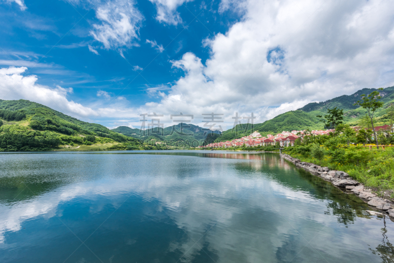 丹东,辽宁省,中国,国家森林公园,泻湖,自然,天空,美,水平画幅,地形