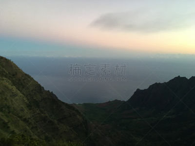 夏威夷,卡拉劳山谷,外米亚峡谷,黎明,岛,考艾岛,太平洋岛屿,图像,太平洋,卡拉劳海滩