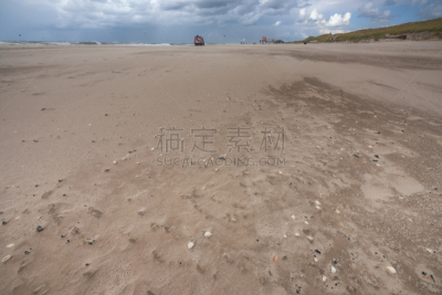 云,沙子,海滩,陡峭,强风,预兆的,水,天空,美,滨草