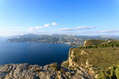 法国,卡西斯,顶部,看风景,斗篷,水,天空,水平画幅,海港,淘气岬