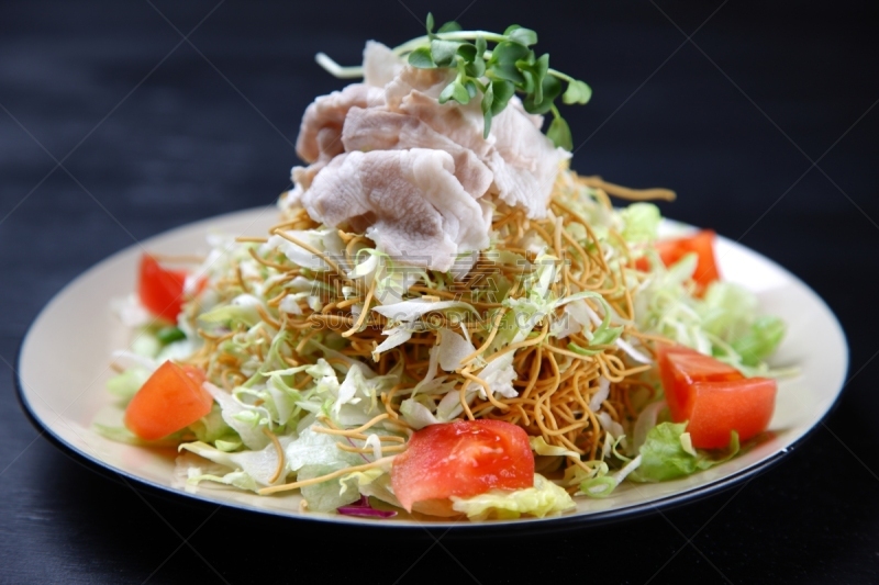 猪肉,沙拉,蔬菜,肉,清新,莴苣,饮食,食品,图像,西红柿