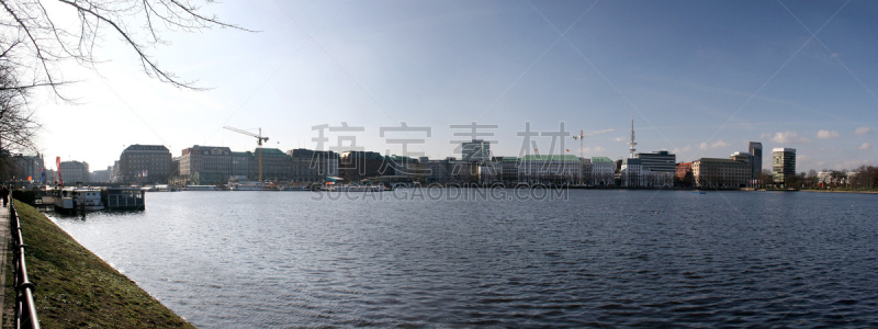 阿尔斯特内湖,汉堡,旅途,汉堡市政大厅,灯笼,市政厅,河流,户外,白色,欧洲