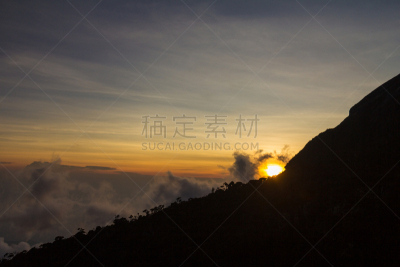 京那峇鲁山,天空,公园,风,水平画幅,无人,婆罗洲岛,沙巴州,早晨,户外