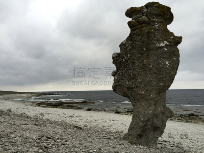瑞典,法鲁,哥得兰,石头,海滩,水平画幅,无人,户外,岩石,波罗的海