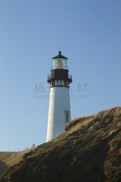 雅吉纳主灯塔,垂直画幅,俄勒冈州,俄勒冈郡,无人,户外,灯塔楼,方向,白色,海滩