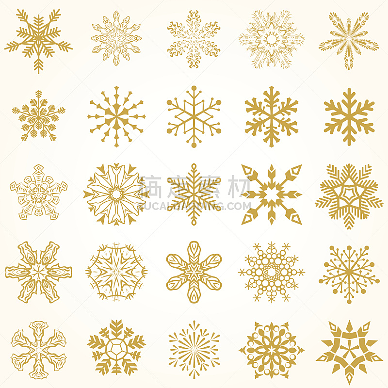 雪花,白色,黄金,无人,矢量,冬天,图像,式样,方形画幅,雪