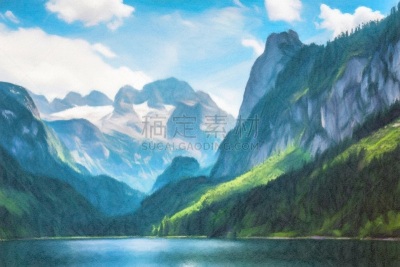 草图,绘画插图,水彩画,农业,水彩画颜料,奥地利,枝繁叶茂,涂料,农场