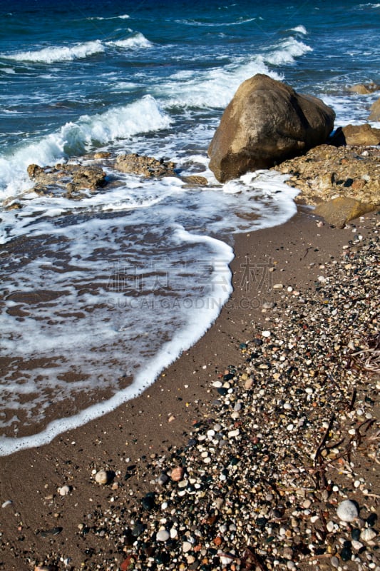 海滩,自然美,罗德岛,垂直画幅,水,旅游目的地,沙子,无人,全景,城市天际线