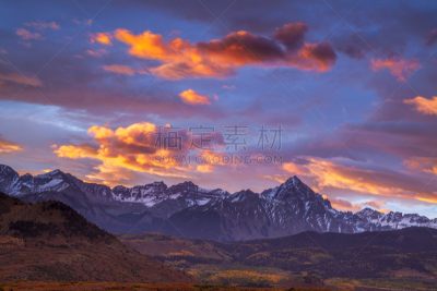 圣胡安山脉,秋天,在上面,云景,山脊,雪山,云,品红色,雪,斯奈佛尔斯山脉