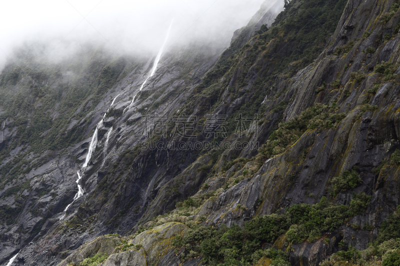 瀑布,弗朗兹约瑟夫冰河,新西兰南岛,自然,美,水平画幅,地形,雪,冰河,无人