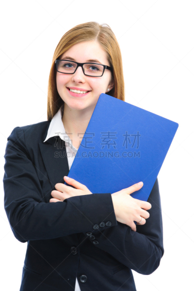 女人,文件,拿着,蓝色,衣服,套装,眼镜,垂直画幅,青少年,服务业职位