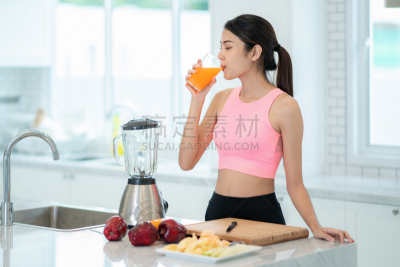 饮料,女人,亚洲,水果沙拉,蔬菜,运动,清新,食品,一个人