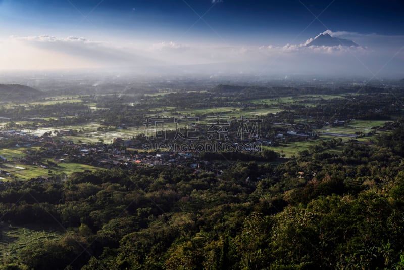 墨拉皮火山,爪哇,看风景,印度尼西亚,天空,水平画幅,高视角,无人,日惹特区,户外