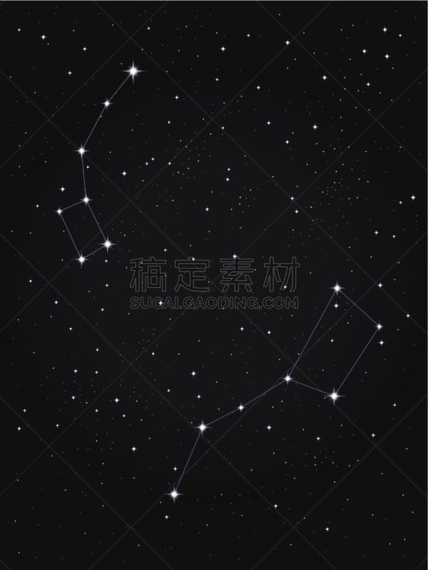 小熊座,大熊座,北半球,北极星,星座,天空,星系,夜晚,无人,绘画插图