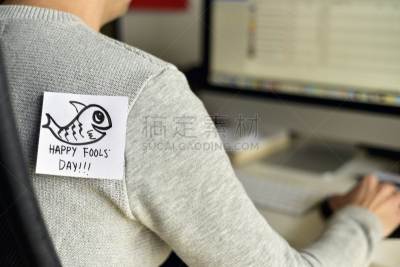 青年男人,文字,白昼,幸福,蠢人,愚人节,恶作剧,办公室,水平画幅,工作场所