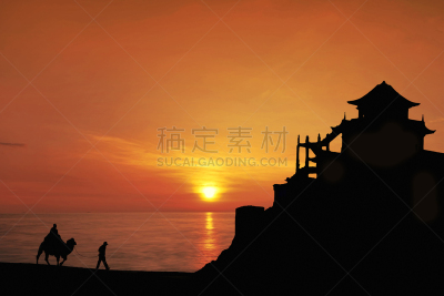 骆驼,旅行拖车,水平画幅,山,沙子,东亚,户外,沙丘,阿拉伯,护送队