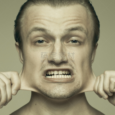 脸颊,青年男人,注视镜头,人的嘴,情绪压力,努力,白人,特写,男性,仅男人