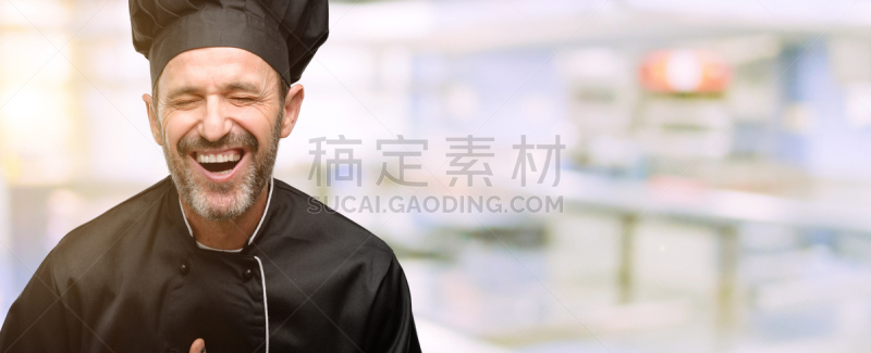 幸福,信心,老年人,厨师帽,男人,巨大的,自然,主厨,微笑,笑