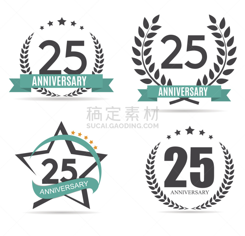 周年纪念,图标,矢量,绘画插图,模板,25岁到30岁,25岁生日,结婚第二十五周年纪念日,25周年,禧年