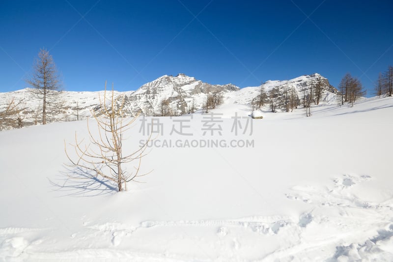 冬天,阿尔卑斯山脉,地形,天空,水平画幅,雪,无人,滑雪坡,早晨,纯净