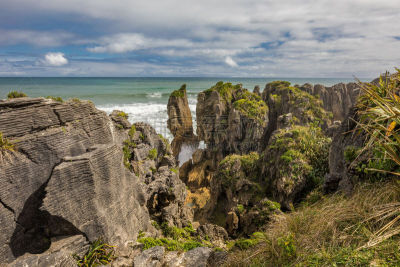 呼吸孔,新西兰,薄饼岩,punakaiki,帕帕罗瓦国家公园,自然,图像,薄烤饼,海洋,石灰石