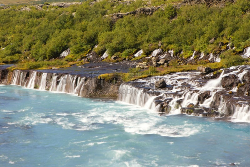 hraunfossar,瀑布,冰岛国,西,组图,雷克雅未克,水,美,水平画幅,火山地形