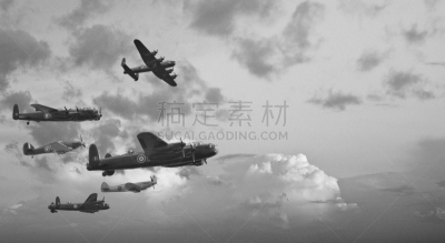 不列颠之战,军用机,黑白图片,40-80年代风格复兴,天空,水平画幅,古老的,古典式,数字2,复古风格