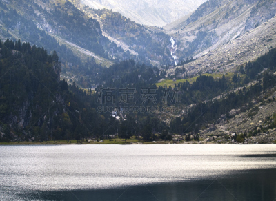 湖,维尼马尔峰,比利牛斯山地区,宝丽丝山脉,度假胜地,水平画幅,瀑布,无人,当地著名景点,户外