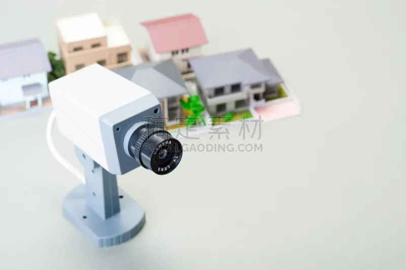 小的 房屋 相机 安防系统 监视器 留白 灰色背景 水平画幅 无人 摄影图片素材下载 稿定素材