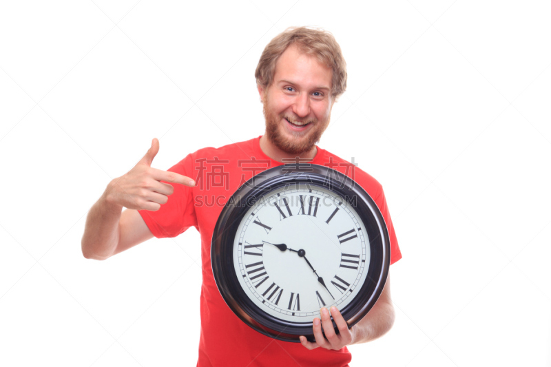 手,记时卡片,络腮胡子,青年男人,巨大的,水平画幅,核对时间,时间,钟,仅男人