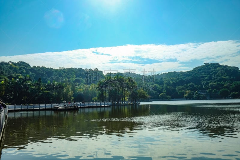 湖,佛山,在上面,西樵山,传统,云景,清新,热带气候,环境,云