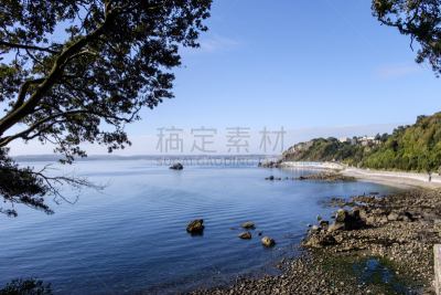 海岸线,海湾,水,天空,美,度假胜地,水平画幅,无人,英格兰,夏天