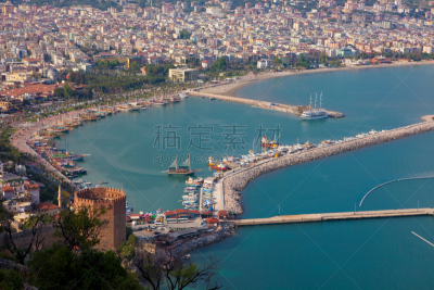 阿拉尼亚,度假胜地,水平画幅,无人,海港,户外,都市风景,海滩,著名景点,地中海