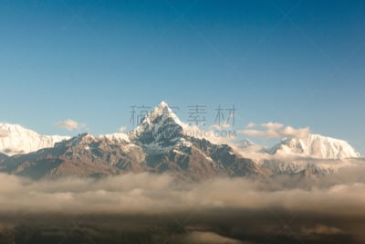 鱼尾峰,水平画幅,高视角,雪,喜马拉雅山脉,半空中,户外,非凡的,戏剧性的景观,山