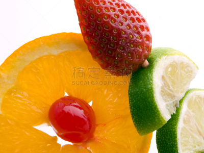 橙子,柠檬,草莓,什锦糖混合物,饮食,串肉签,水平画幅,素食,水果,樱桃