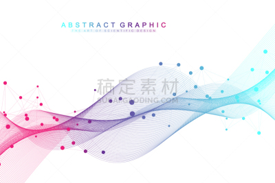点连成线,矢量,波形,几何形状,背景,绘画插图,科学,抽象,联系,流动