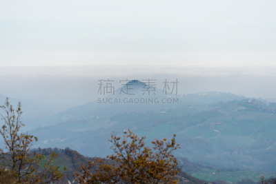 山,秋天,天空,水平画幅,绿色,雷焦艾米利亚,亚平宁山脉,无人,户外,树林