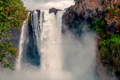 地形,瀑布,幻想,自然,水,卢高美瀑布,水平画幅,全景,户外,气候与心情