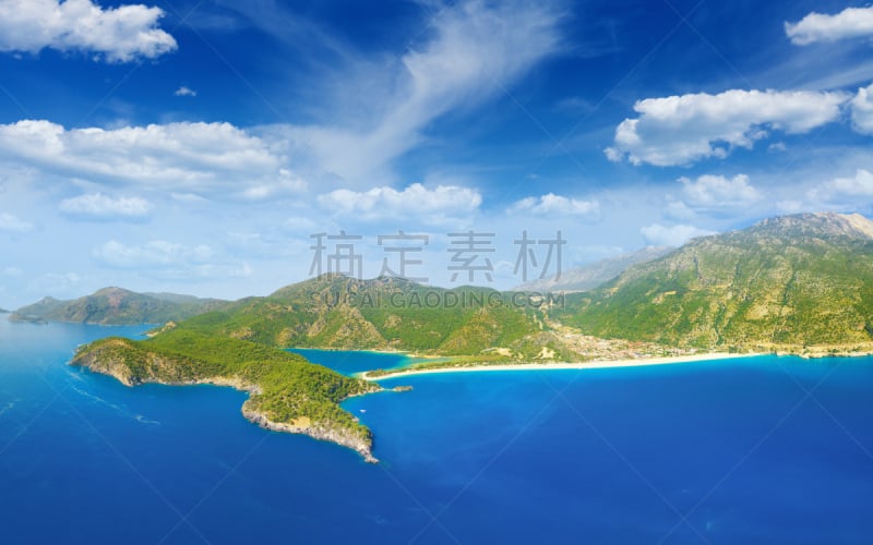 俄鲁丹尼斯,自然美,海岸线,土耳其,蓝湖,天空,度假胜地,水平画幅,山,无人