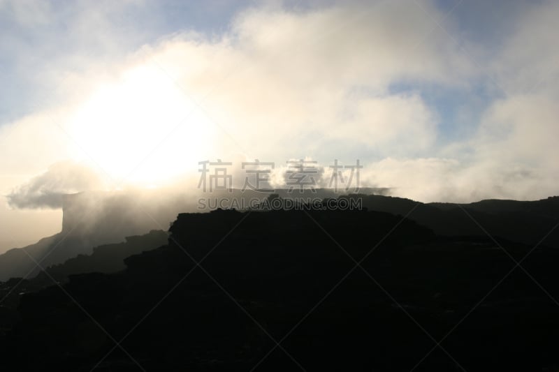 罗赖马山,看风景,委内瑞拉,在上面,南美,天空,美,水平画幅,户外,云景