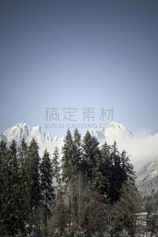 山,风景,基茨比厄尔,垂直画幅,天空,留白,雪,无人,奥地利,彩色图片