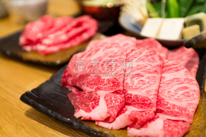 涮涮锅,金针菇,日式炖菜,豆腐,餐桌,餐具,饮食,圆形,水平画幅,无人