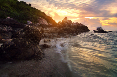商务旅行,旅行者,海滩,岛,风景,泰国,自然,自然美,概念,日落