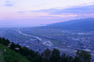 曙暮光,神奈川县,地形,日本,天空,美,里山,水平画幅,透过窗户往外看,主干路