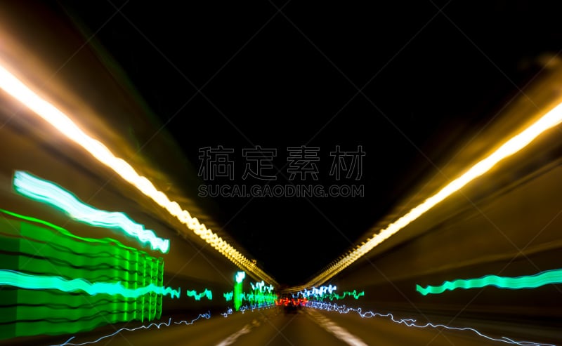 照明设备,前进的道路,迅速,水平画幅,夜晚,透视图,运动模糊,身体活动,荧光灯,消失点