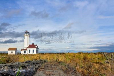 灯塔楼,锐角,point wilson,汤森德港,浮木,天空,水平画幅,无人,古老的,户外