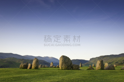 卡塞里格石圈,英格兰湖区,天空,公元前,石圈,水平画幅,山,无人,当地著名景点,波路达利
