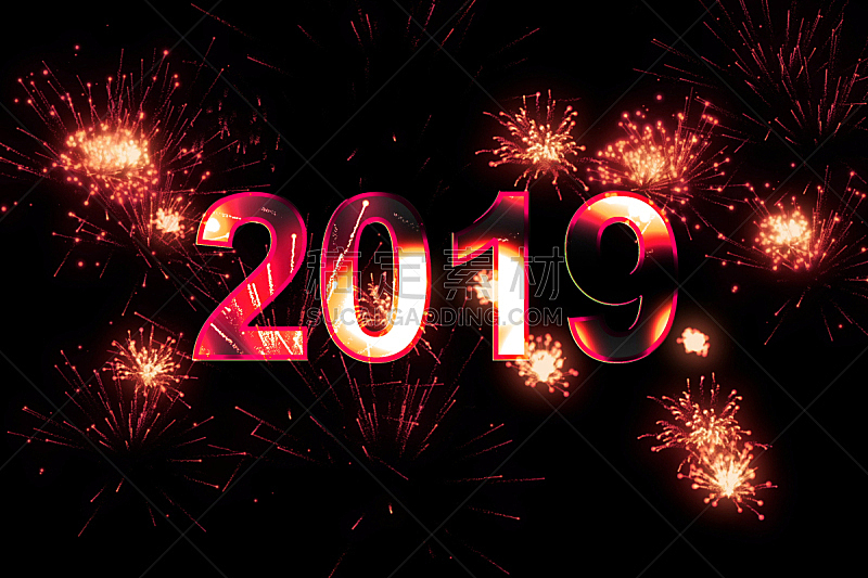 新年前夕,2019,焰火,活力,事件,暗色,色彩鲜艳,想法,背景,夜晚